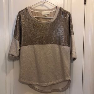 Comfy cute light tan sequin sweatshirt size small
